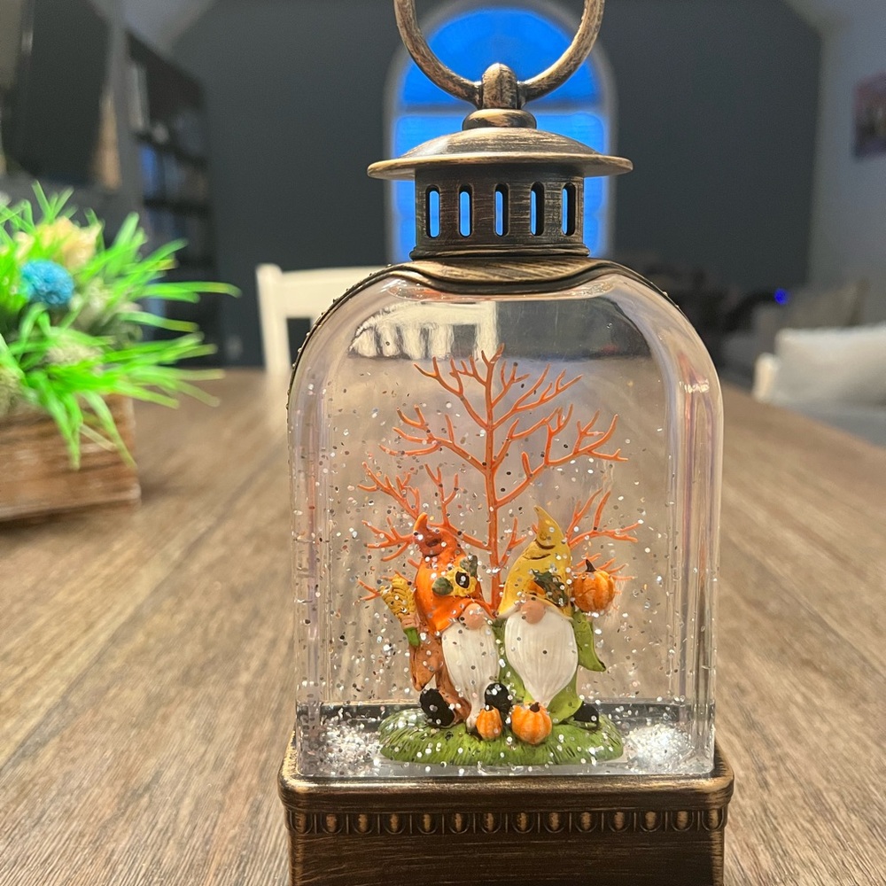 Autumn gnome  Snow Globe Lantern